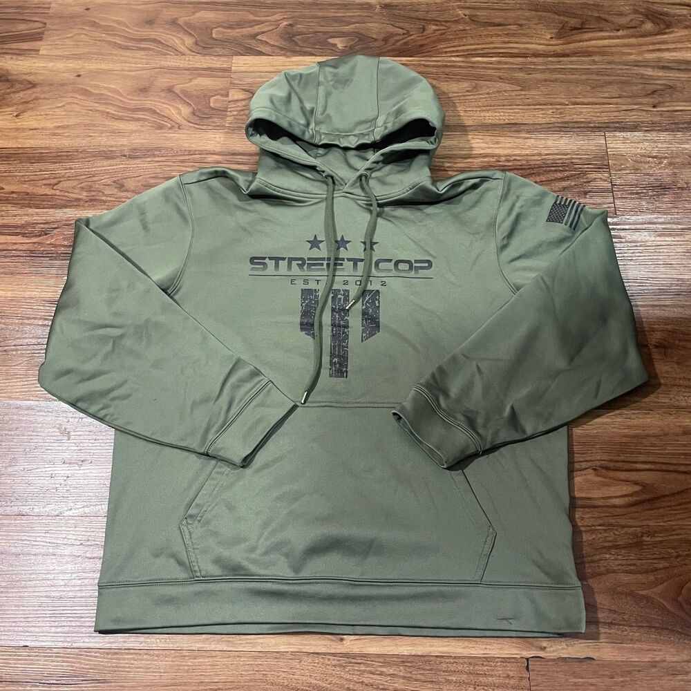 Sport-Tek Logo Hoodie Green Performance Sweater Drawstring Polyester Men's Large